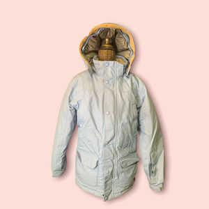 Lands' End Down Squall Large Blue Winter Ski Coat Jacket Parka Hood EUC